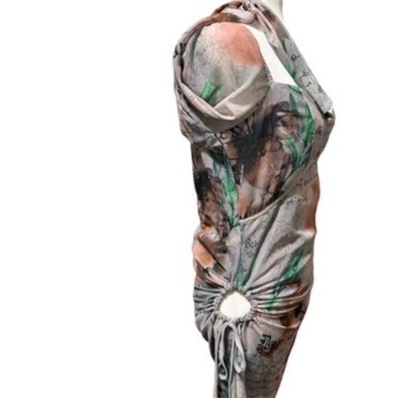 PLT NWT Stone Printed Chiffon Cut Out Shift Dress Size 12 - Picture 4 of 12